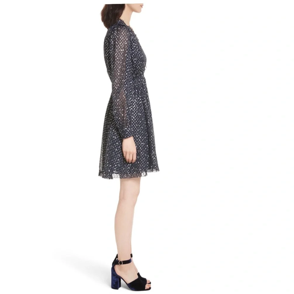 Kate spade navy metallic star silk dress